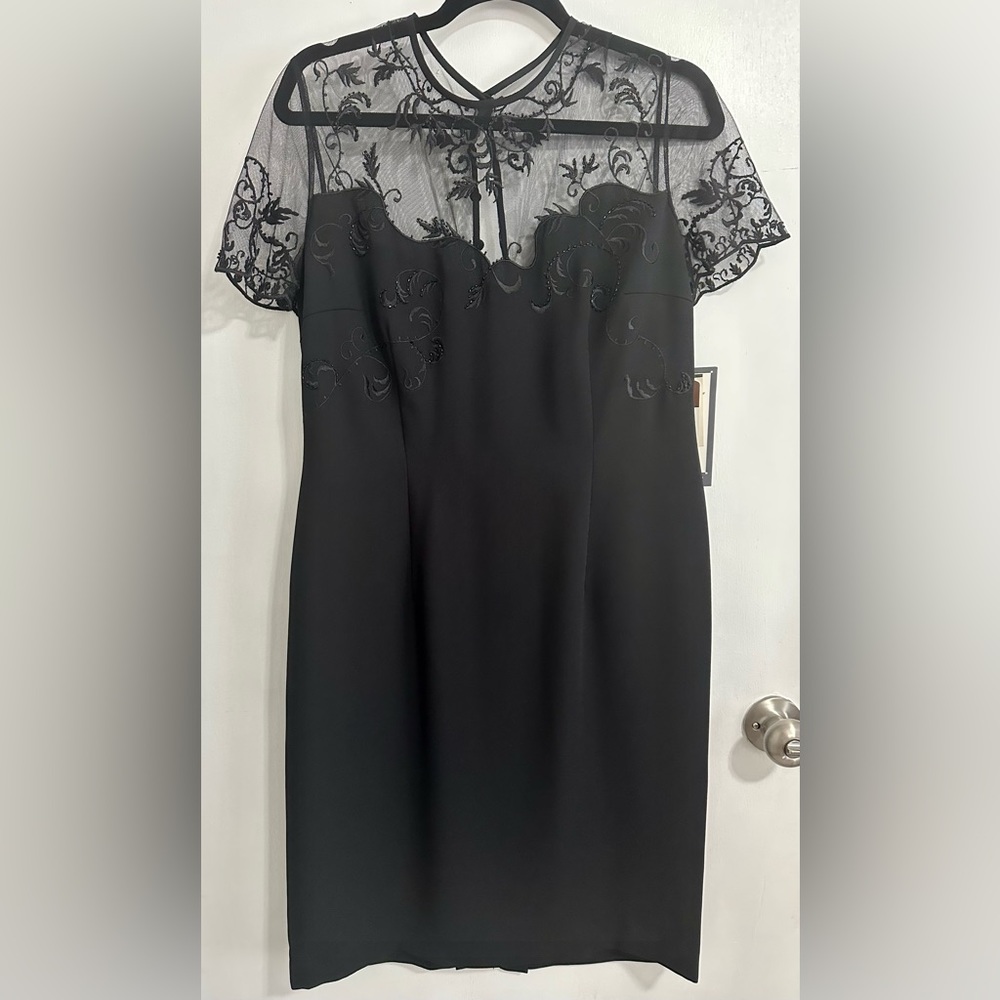 Maggie London Petites Little Black Formal Dress Womens 12 Lord & Taylor NWT